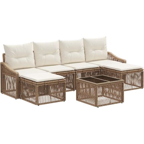 vidaXL Set Divano da Giardino 7 pcs Beige polyrattan