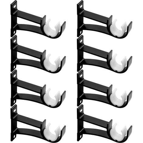 Support de tringle à rideaux - Fixation plafond - Lot de 8 - Aluminium épais - Tige 25,4 mm - Vis et ancrages (1/5)