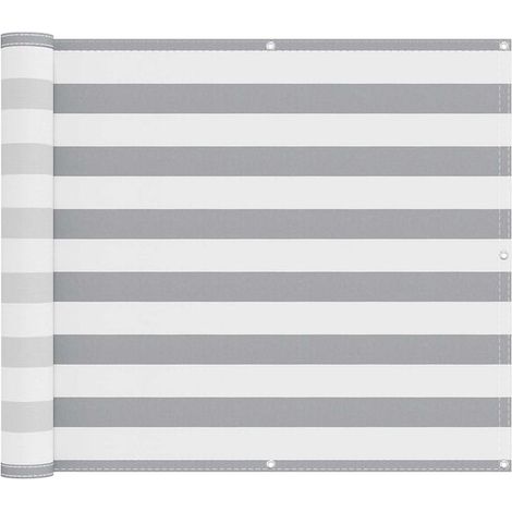 Paravent de balcon gris clair et blanc, 90 x 200 cm (1/5)