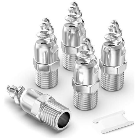 Pair 2 pcs 304 buse d’atomisation à cône en spirale en acier inoxydable, pulvérisateur atomisé d’élimination de la poussière mâle 1\" pour le refroidissement du gaz, le lavage, l’ignifuge (1/5)