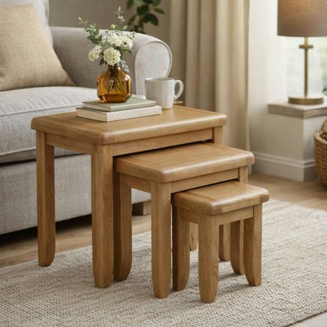 Table gigogne bois style campagne (lot de 3) VALMONT (1/3)