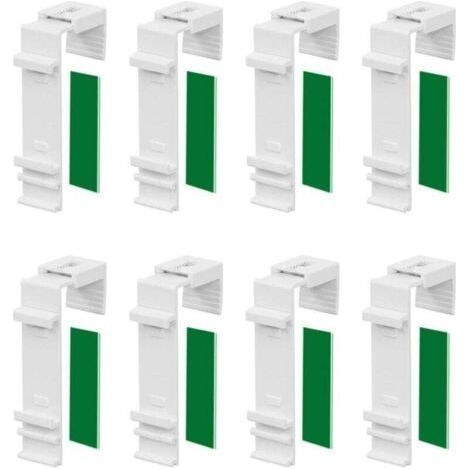 Set of 8 Long Clamping Brackets for Klemmfix Double Blinds to Fix and Glue Without Drilling as an Accessory or Replacement Part for Hanging on PVC Window, Balcony Door (1/4)