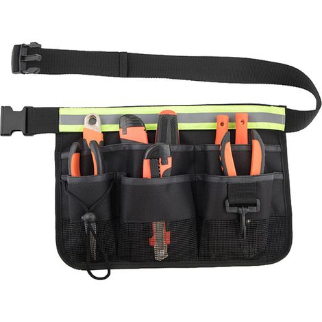 Ceinture porte-outils, sac à outils en Oxford 600D, pochette de ceinture multipoches pour jardiniers, ouvriers du bâtiment, mécaniciens, hommes et femmes (vert / noir) (1/5)