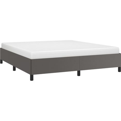 Vidaxl – Cadre de lit gris 160x200 cm en similicuir – Structure robuste avec lattes en contreplaqué – Facile à nettoyer et à monter (1/5)