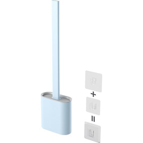 Loo Brush Toilet Brush Set, Compact Household Toilet Cleaning Tool, TPR Bristles Deep Cleaning Will not Harm the Toilet Surface (long Handle) Wall-mounted ( Color : Blue  ) (1/5)