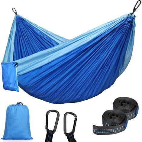 Filiyano-Hamac de camping 270 x 140 cm avec sangles d'arbre 3M et mousquetons robustes, hamac en nylon parachute, accessoires de camping pour le (1/5)