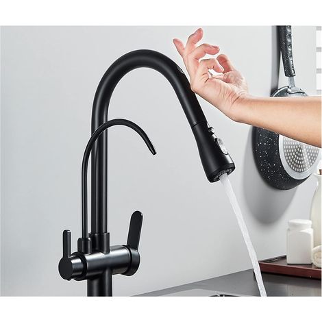 Robinet de Cuisine remplisseur de Pot Capteur Tactile Filtre Eau Robinet de Cuisine en Laiton Antique Mettre pulvérisateur mitigeur avec Grue à Eau Pure pivotante (Color : 2, Size : T) (1/5)