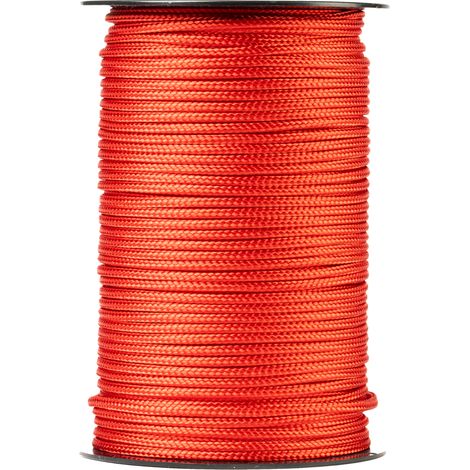 SNURO Corde Polyester Tressée (3mm, 100m, rouge) - Polyester tressé - Solide, résistant aux intempéries et polyvalent - Charge de rupture 153kg