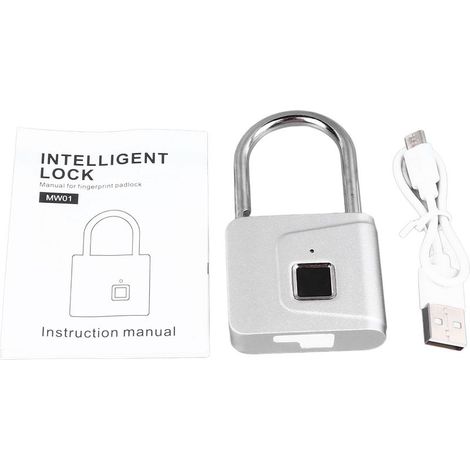 Cadenas électronique antivol avec empreinte digitale, serrure intelligente sans clé pour portes et armoires, idéal pour les familles, les étudiants, les résidences étudiantes et les salles de sport. (1/5)