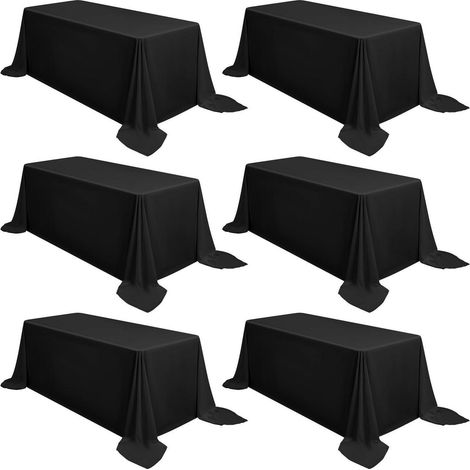 6er Set Tischdecken Schwarz 229x335cm Rechteckig Polyester Pflegeleicht
