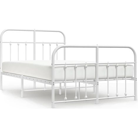 Maison Exclusive - Cadre de lit métal sans matelas et pied de lit blanc 120x190 cm (1/5)