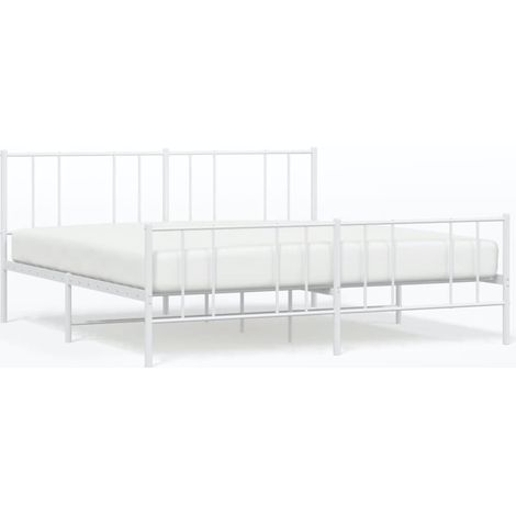 Bettgestell für Erwachsenenbett,Bettrahmen,Bettgestell mit Kopf- und Fußteil,Schlafzimmerbett Metall Weiß 180x200 cm -Maison 91884 (1/5)