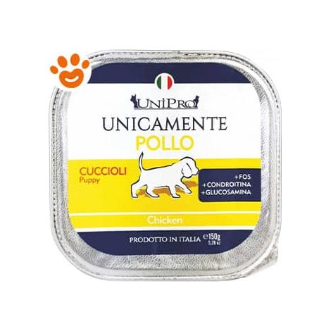 Unipro Dog Unicamente Puppy Pollo - Vaschetta 150 Gr -