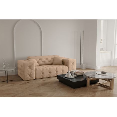 Sofa Designersofa CHANTAL 2-Sitzer in Stoff Opera Velvet Beige (1/5)