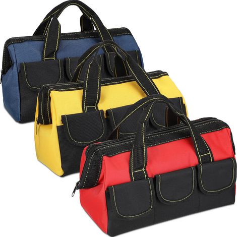 Lot de 3 Sacs à Outils pour Homme avec Fond Rigide Imperméable, Sac à Outils Robustes à Grande Ouverture pour Divers Instruments, Électricien Menuisier
