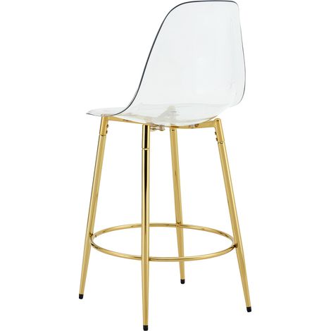 Set aus 2 transparenten Barhockern aus PET mit goldfarbenen Metallbeinen, Höhe 102 cm (1/5)
