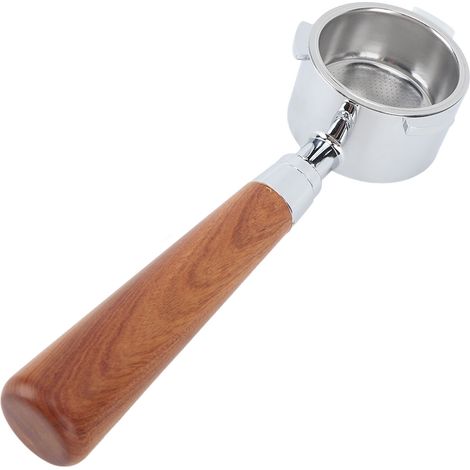 Porte-filtre sans fond 51 mm en alliage d'aluminium, 3 oreilles, avec poignée en bois, pour machine à café, marron foncé (1/5)