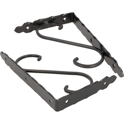 KOTARBAU Lot de 2 supports d'étagère forgés - 25 x 15 cm - Noir vieilli (1/5)