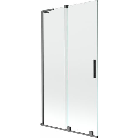 Mexen Velar L paravento doccia a 2 ante scorrevoli 100 x 150 cm, trasparente, grigio canna di fucile spazzolato - 896-100-003-01 (1/2)