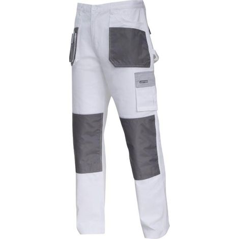 Pantalon blanc et gris, 100 % coton, taille L (52), CE, Lahti (1/2)
