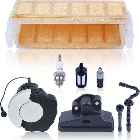 Ensemble de filtres à air pour Stihl 021 023 025 MS210 MS230 MS250 avec filtre L7T, bougie, filtre à huile, tuyau d'aspirateur, tuyau d'huile, tuyau de carburant pour tronçonneuse 1123 120 1613 (1/5)