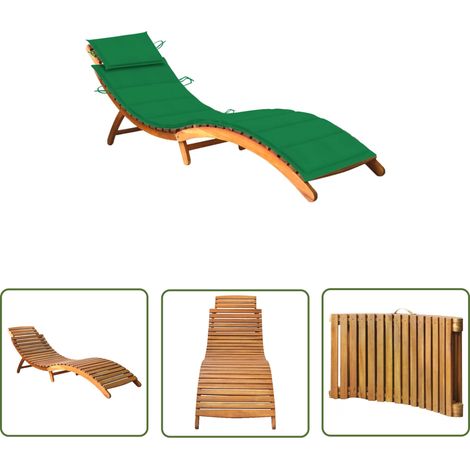 The Living Store Sonnenliege mit Auflage Akazie Massivholz - Holz-Sonnenliege - Gartenliege - Akzidenzholzsitzmöbel - Liegefläche - Sonnenschirm (1/5)