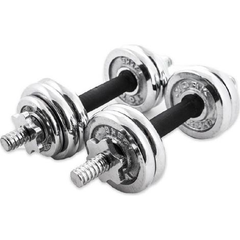 TRADE SHOP - Coppia Manubri Dumbbell Componibili Tot 25 Kg Pesi Palestra Fitness Bodybuilding -