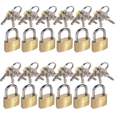 Mini cadenas en métal de 20 mm avec clé, lot 12, pour valises et agendas, robuste portable les (1/5)