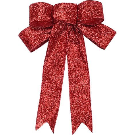 Ribbon - Bow Noël En Velours Rouge Avec Bord Doré - Décoration Porte Arbre Fenêtre Intérieur Extérieur - 23 cm - 1 Pièce (1/5)