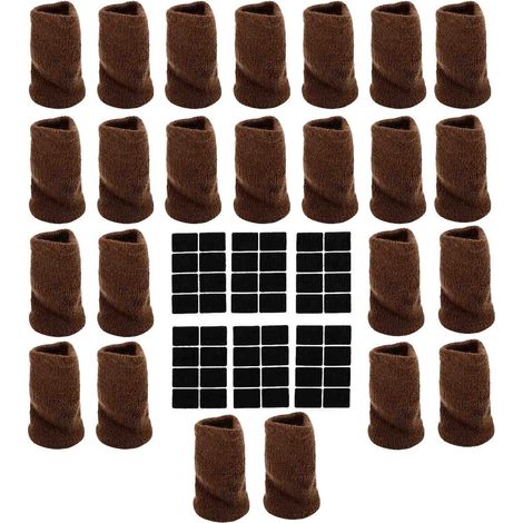 24 pièces Couvre-pieds de chaise tricotés Protecteurs de pieds de tabouret Protection de sol silencieuse Couvre-pieds de meubles antidérapants pour pieds de canapé de table Marron foncé 25 mm-50 mm (1/5)