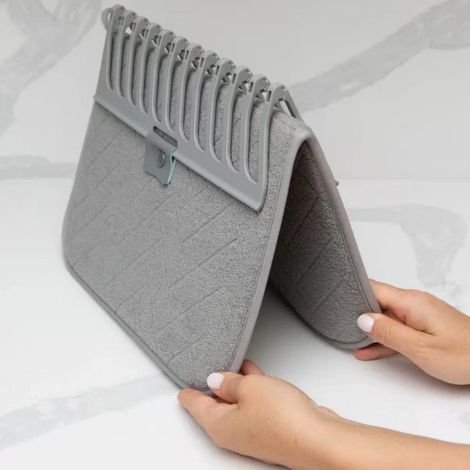 Tapis de vaisselle pliable de style nordique, absorbant pour le plan de travail de la cuisine, antidérapant pour les tasses et les bols. (1/2)
