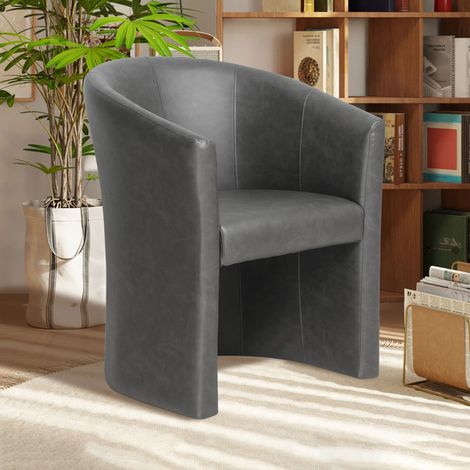 Fauteuil cabriolet 64x62x81 cm en PU gris foncé - KABIZ