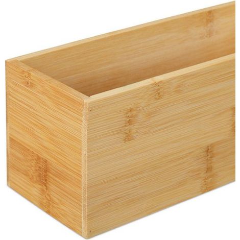 Boîte De Rangement En Bambou - 9,5x23x9 Cm - Pour Cuisine Salle De Bain Bureau - 1 Pièce (1/5)