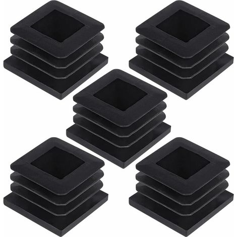 Confezione da 20 tappi quadrati in plastica da 2,5 cm - Nero,