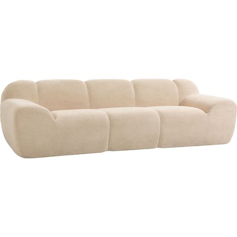 Canapé 3 places - HOMCOM - assise profonde, accoudoirs larges - entièrement compressé sans montage - chenille - 233x91x61cm - beige (1/5)