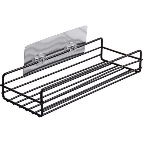 Wandregale für Bad, schwebende Regale, schwarz, selbstklebend, Wandregale, bohrfreies Regal für Küche, Bad, Wohnzimmer, Schlafzimmer, Büro, Bibliothek (1/5)