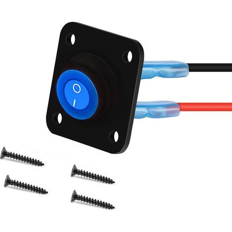 12V 24V interrupteur a bascule, LED Interrupteur à Bascule Rond,1Gangs,Étanche DC12V 24V 20A SPST Rond Panneau de commutation 12V pour Voiture, Camion, Voitures de Course, Marine(bleu)