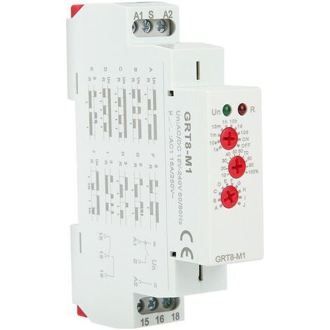 Relais temporisé GRT8-M1 avec 10 fonctions 35MM montage rail DIN AC/DC 12V 240V 50-60Hz (1/5)
