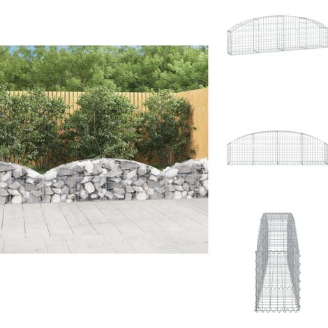 Panier de gabions arqué 200x30x40/60 cm Fer galvanisé - Paniers De Gabions - Mur De Gabions - Clôture De Jardin - Décoration Jardin - Barrieres Jardin (1/5)
