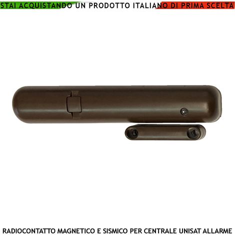 Sismico e Contatto Magnetico Radio 2 Ingressi per Sensori Remoti Autonomi Contaimpulsi Sensibilità Regolabile Anche Tramite App Frequenza 868 MHz Codifica UNISAT Led Segnalazione Allarme Cover Marrone (1/4)