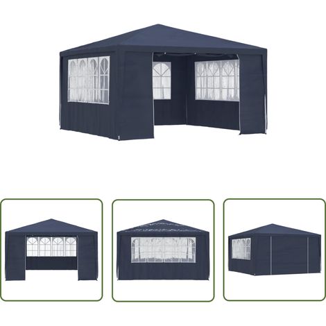 The Living Store Tente de réception avec parois latérales 4x4 m Bleu 90 g/m² - Tente De Réception - Abri Jardin - Gazebo - Parasol - Auvent (1/5)