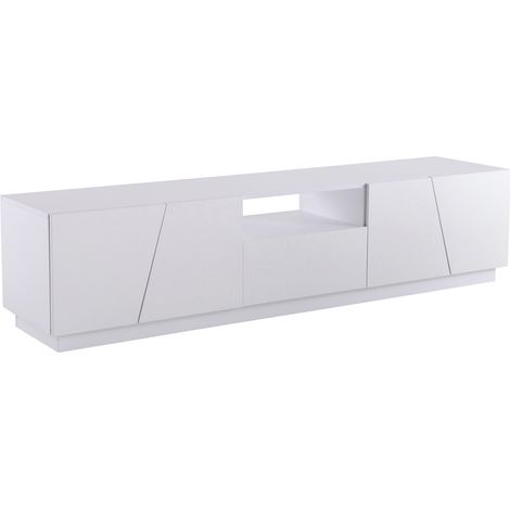 Mobile TV moderno 170 cm bianco in MDF con design diagonale a pannelli irregolari (1/5)