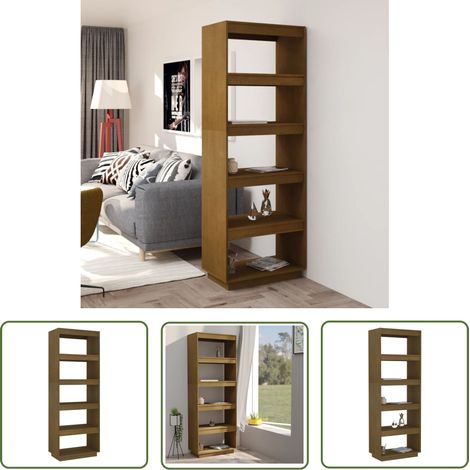 The Living Store Bibliothèque/Séparateur de pièce Marron miel 60x35x167 cm Pin - Bibliothèque - Meuble Rangement - Étagère - Séparateur Pièce - Bibliothèque Bois (1/5)