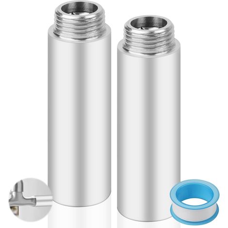 Lot de 2 Rallonge Robinet Acier Inoxydable G1/2, 80mm, Raccord Fileté pour Salle de Bain (1/5)