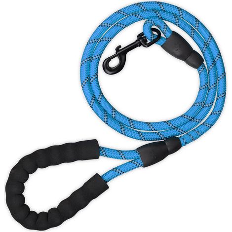 Relaxdays Guinzaglio per Cani di Grande e Piccola Taglia, 1,5 m Fino a 50 Kg, Moschettone Riflettente Impugnatura, Blu (1/5)