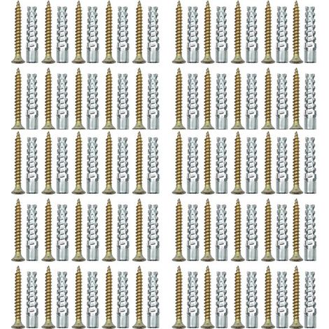 Anclaje autorroscante galvanizado paneles yeso, 50 unidades, Tornillo expansión hierro, expansión hierro 30x6 mm, tornillo 32x3,5 mm, Plata, oro (1/5)