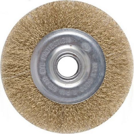 TrAdE Shop Traesio - Spazzola A Disco Filo In Ferro Ondulati Ottonati Con Gambo 125 Mm Per Trapano -
