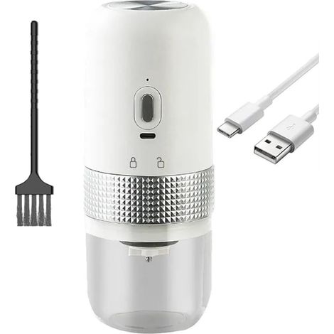 Macinacaffè elettrico, bianco, 25 g, macinacaffè a un pulsante, macinacaffè portatile in ceramica, livelli di macinatura regolabili