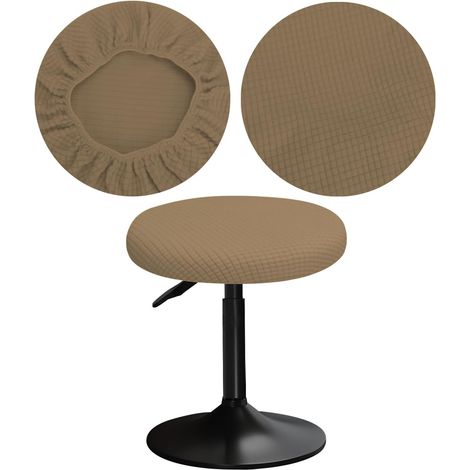Housse Tabouret Rond 30-40cm Housse Tabouret Bar Rond, Lavable Doux Et élastique, Facile à Installer, Infroissable, Durable Anti Poussière (1, Kaki) (1/5)