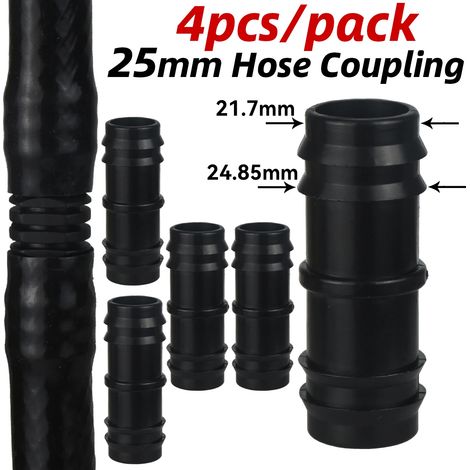 (Raccord 25 mm - 4 pièces) 4 raccords cannelés (Té, coude, bouchon) pour tuyau d'arrosage goutte à goutte en PE (16 mm, 20 mm, 25 mm) - Compatibles 1/2" et 3/4" - Rallonge de réparation (1/5)